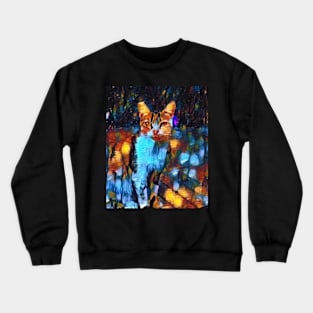 Abstract Colorful Cat Painting Crewneck Sweatshirt